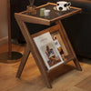 Accent Table with Wooden Frame and Glass Top, Featuring Faux Rattan Shelf