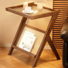 Accent Table with Wooden Frame and Glass Top, Featuring Faux Rattan Shelf