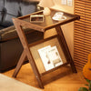 Accent Table with Wooden Frame and Glass Top, Featuring Faux Rattan Shelf