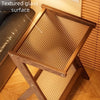 Accent Table with Wooden Frame and Glass Top, Featuring Faux Rattan Shelf