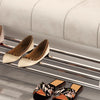Contemporary Upholstered Shoe Bench with Acrylic Rack and Metal Base