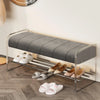 Contemporary Upholstered Shoe Bench with Acrylic Rack and Metal Base