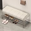 Contemporary Upholstered Shoe Bench with Acrylic Rack and Metal Base