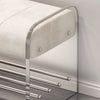 Contemporary Upholstered Shoe Bench with Acrylic Rack and Metal Base