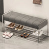 Contemporary Upholstered Shoe Bench with Acrylic Rack and Metal Base