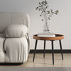 Contemporary Round Wooden Coffee Table Set with Metal Frame