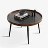 Contemporary Round Wooden Coffee Table Set with Metal Frame