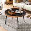 Contemporary Round Wooden Coffee Table Set with Metal Frame